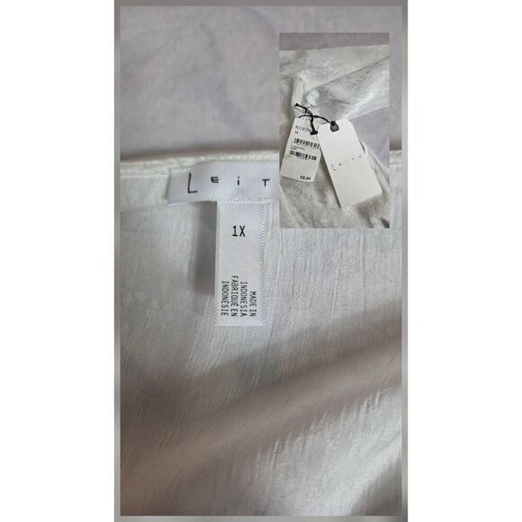 Leith Iridescent Light-Catching Sheer Floral Faux Wrap Top Blouse Sz. 1X NWT - Picture 7 of 8